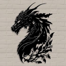 Dragon Metal Wall Art Medieval Decor Fantasy Decorations for Living Room Bedroom Office Man Cave Decor for Men Dragon Lover's Gifts14.2 In X 11.4 In B