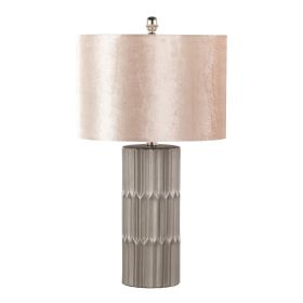 Tania 22" Contemporary Ceramic Table Lamp in Brown and Metallic Brown Ceramic with Champagne Shade by