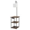Floor Lamp with Table, Narrow 3-Tier End Table with Open Shelves & 3 Color Temperature Lighting