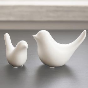 Small White Birds Statues Home Modern Style Decorative Ornaments for Living Room , Bedroom, Office Desktop, Cabinets (2Pcs White Birds)