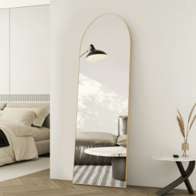 71"x26" Arched Full Length Mirror with Stand Aluminum Frame Floor Mirror for Bedroom,Black (Shipment from Walmart)