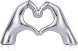 Silver Heart Hand Decorative Sculpture, Room Home Decor Aesthetics for Office, Living Room, Coffee Table, Dining Table, Center Entrance, entryway