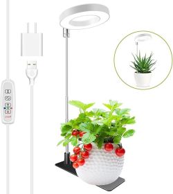 Grow Lights for Indoor Plants, Full Spectrum Halo Growing lamp with Detachable Base, Height Adjustable, 3 Colors, 10 Dimming, Automatic Timer
