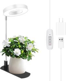 Grow Light for Indoor Plants, Full Spectrum Halo Plant Grow Light with Base, Height Adjustable Plant Growing Lamp with Auto On/Off Timer 4/8/12H