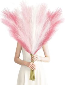 8 Pcs Pink Faux Pampas Grass Decor 35' Fluffy Tall Artificial Colored Pampas Grass Large Fake Pompous Grass Stems Blush Flower Arrangement Floor Vase