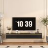 Floating TV Stand, Wall Mounted TV Shelf with Led Lights & Power OutletTV Cabinet for Black tv Stands for Living Room