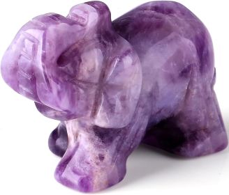 Amethyst Elephant Decor Statue Crystals Healing Stones Crystal Pocket Figurines Cute Stocking Stuffers Sculpture Gemstones Spiritual Home Office