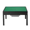 Kids Wooden Activity Table, Building Blocks Double-Sided Tabletop, Multi-Purpose Activity Play Table with 2 Storage Bins for Kids 3+ Years