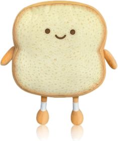 Toast Bread Plush Pillow,Cute Simulation Bread Shape Pillow Soft Lumbar Back Cushion Plush Stuffed Toy for Home Decor (Happy)