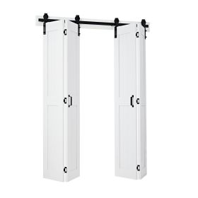 VEVOR Bifold Barn Door, 48" x 84", MDF Bi-Fold Sliding Closet Doors, Hardware Kit Included, H-Frame Space-Saving Design