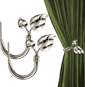 Leaf Shaped Curtain Holdbacks 2pcs, Handmade Metal Curtain Side Holders for Wall