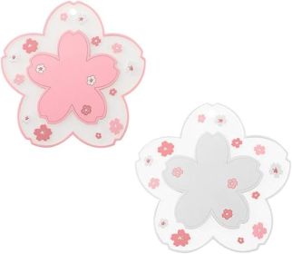 Sakura Coffee Cup Mat Kawaii Coaster 2PCS Cute Cherry Blossom PVC Home Tea Mug Pink Flower Pattern Anti-Skid Pot Bowl Pad Placemat for Desk Drink Tabl