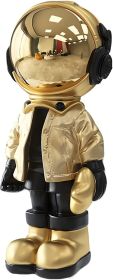 Gold Astronaut Figurine – Polyresin Spaceman Sculpture for Desk, Shelf & Office Decor