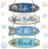 Summer Beach Wooden Wall Decor Farmhouse Coastal Bathroom Wall Art Room Decor Blue Nautical Wooden Hanging Sign Decorations for Bedroom Bathroom Offic