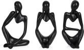 Sandstone Resin Thinker Style Abstract Sculpture Statue Collectible Figurines Home Office Bookshelf Desktop Decor (Small Black, 3pcs)