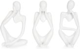 Set of 3 Small White Thinker-Style Abstract Sculptures – Minimalist Figurine Set