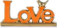 Love Sign Decoration,Orange and Gold Love Signs for Home Decor,Gold Bird Sculpture Personalized Love Decor