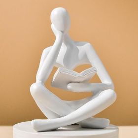 Bookshelf Decor Thinker Statue - Abstract Art Reading Thinker Sculpture Figurine Aesthetic