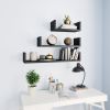 Shelf Set of 3 Black Engineered wood Large Wall-mounted