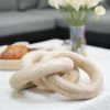 Natural Wood Round Chain Decor – Hand‑Carved 3‑Link Sculptural Accent