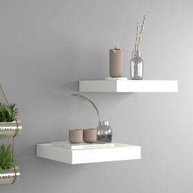 Wall Shelf Set of 2 White Honeycomb MDF, metal Small