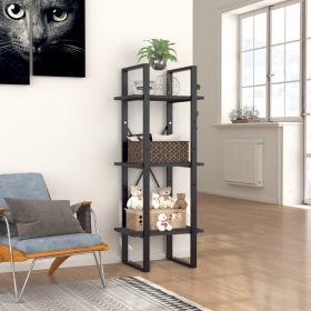3‑Tier Grey Engineered Wood Book Cabinet – Modern Industrial Wall‑Mounted Shelf