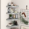 Corner Shelf Set of 4 Gray Honeycomb MDF Small Wall-mounted