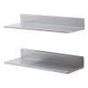 8.6" x 24" Stainless Steel Shelf, Wall Mounted Floating Shelving with Backsplash, 44 lbs Load Capacity Commercial Shelves, Heavy Duty Storage Rack for