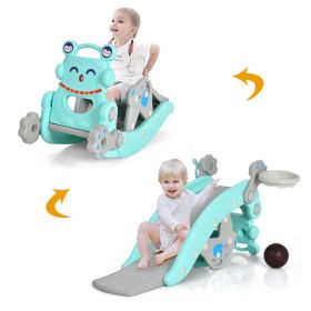 4‑in‑1 Toddler Rocking Horse & Slide with Basketball Hoop and Ring Toss