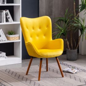 Yellow Velvet Tufted Barrel Accent Chair – Button-Back Elegance