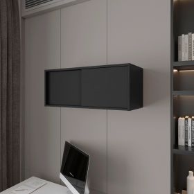 Black Floating Cabinet with Sliding Door
