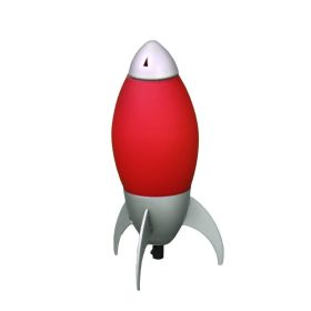 10.5" Acrylic Rocket Ship Kids Lamp – Red Night‑Light Glow w/ UL Switch Cord