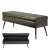Green PU Leather Storage Ottoman Bench – Modern Entryway & Bedroom Seating with Hidden Compartment