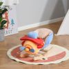 Kids Rocking Horse, Wooden Plush Ride-on Plane Chair Toy with Lullby Song and Seat Belt for 18 Month +