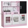 Pink Wooden Pretend Play Kitchen – Ice Maker, Chalkboard, Play Phone & Storage