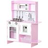 Pink Wooden Kids Play Kitchen – Lights, Sounds, Storage & Accessory Set