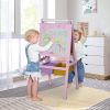 3 In 1 Kids Wooden Art Easel with Paper Roll, Double-Sided, Chalkboard & Whiteboard, Storage Baskets, Pink