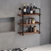 3-Tier Industrial Pipe Shelves, Floating Wall Mounted Bookshelf, Metal Frame Display Rack for Living Room or Bedroom, Rustic Brown