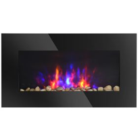 28.5" Wall‑Mounted Electric Fireplace – 7 Flame Colors, 1450W Heater, Black