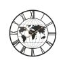 36 Inch Large Black Metal Wall Clock, Modern Silent World Map Wall Clock with Gold Pointers, Decorative for Living Room, Entryway, Dinning Room, Bedro
