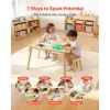 Sensory Table for Toddlers, Wooden Kids Activity Table with 2 Stools, Double-Sided Board, Storage Bins, and Non-Slip Feet