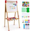 Art Easel for Kids, 3-in-1 Wooden Double-Sided Kid's Art Easel with Magnetic Whiteboard, Chalkboard & Paper Roll