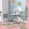 Height‑Adjustable Kids Desk & Chair Set – Tilt Desktop Study Station with Storage, Gray