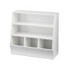 Kids Bin Storage & Two‑Shelf Bookcase – White Toy Organizer with 3 Cubby Bins