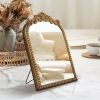 9.75" x 12" Gold Filigree Arch Tabletop Mirror with Adjustable Stand