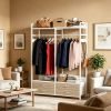 Freestanding Walk-In Closet Organizer – Rustic Garment Rack with Drawers & Shelves