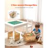 Kids Activity Table and 2 Chairs Set, Building Blocks Double-Sided Tabletop, Toddler Table and Chair Set with Storage for Kids 3+ Years