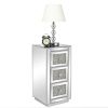 FCH Mirrored Nightstand with 3-Drawers; Crystal Accent Silver Side/End Table for Living Room Bedroom