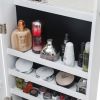 Full Mirror Wooden Wall Mounted 4-Layer Shelf 2 Drawers With Inner Mirror 8 Blue LED Light Jewelry Storage Mirror Cabinet - White
