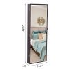 Full Mirror Wooden Wall Mounted 3-Layer Shelf 17 Cosmetic Brush Holders With Inner Mirror 8 Blue LED Light Mirror Cabinets - Dark Brown